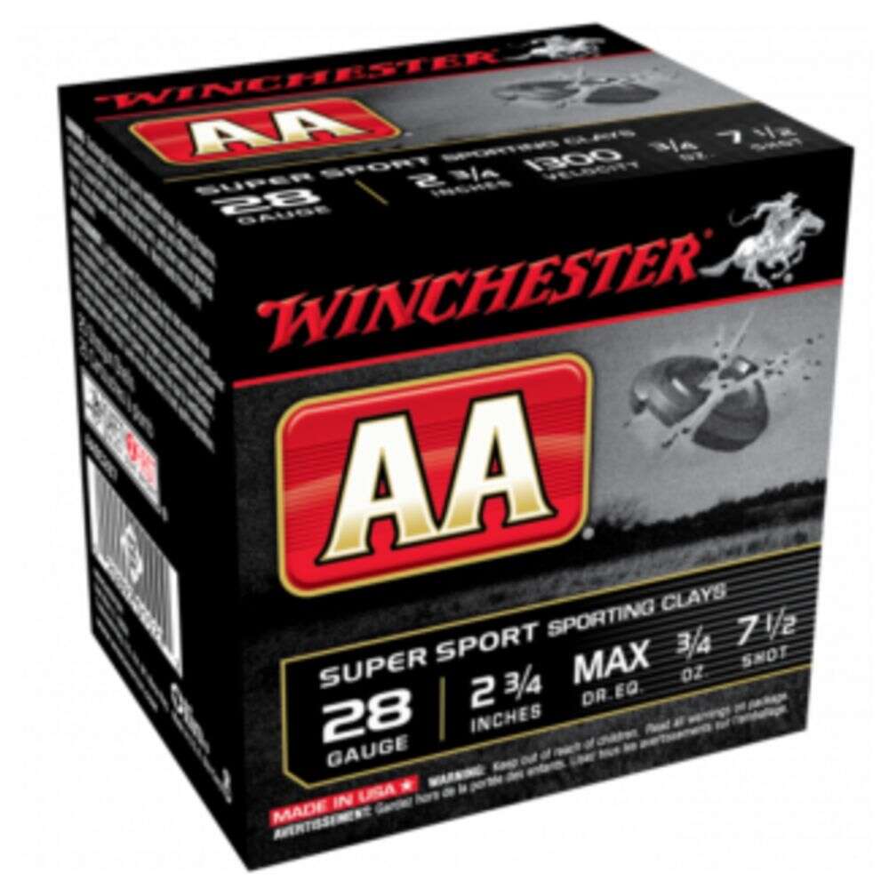 Ammunition Winchester Repeating Arms ZPAP M85 28Gauge WIN AA SPORTING CLAYS VP 28GA 3/4OZ #7.5 100/5 • Model: ZPAP M85